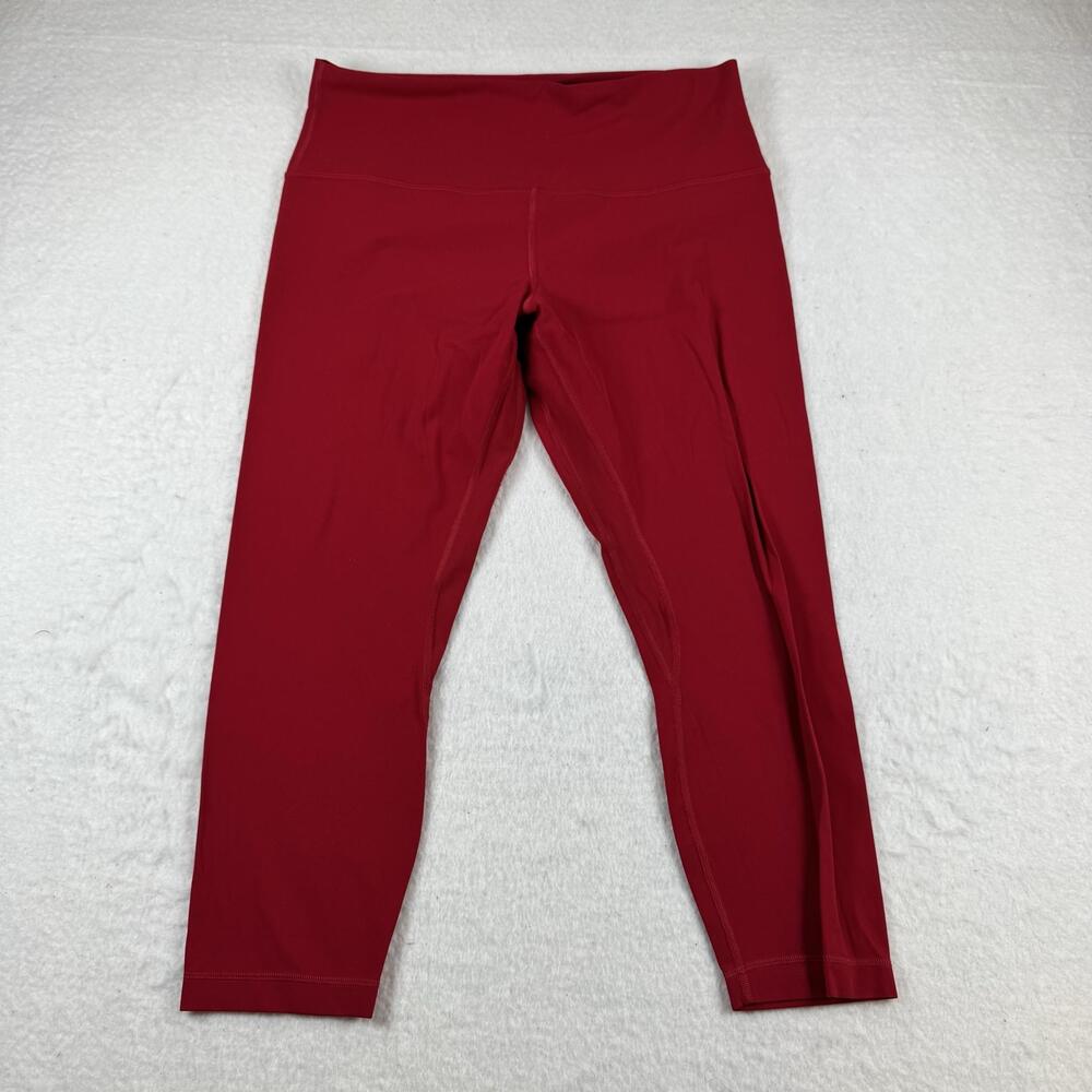 Lululemon Leggings Womens Size 14 Red High Rise Cropped Stretch Yoga Athletic